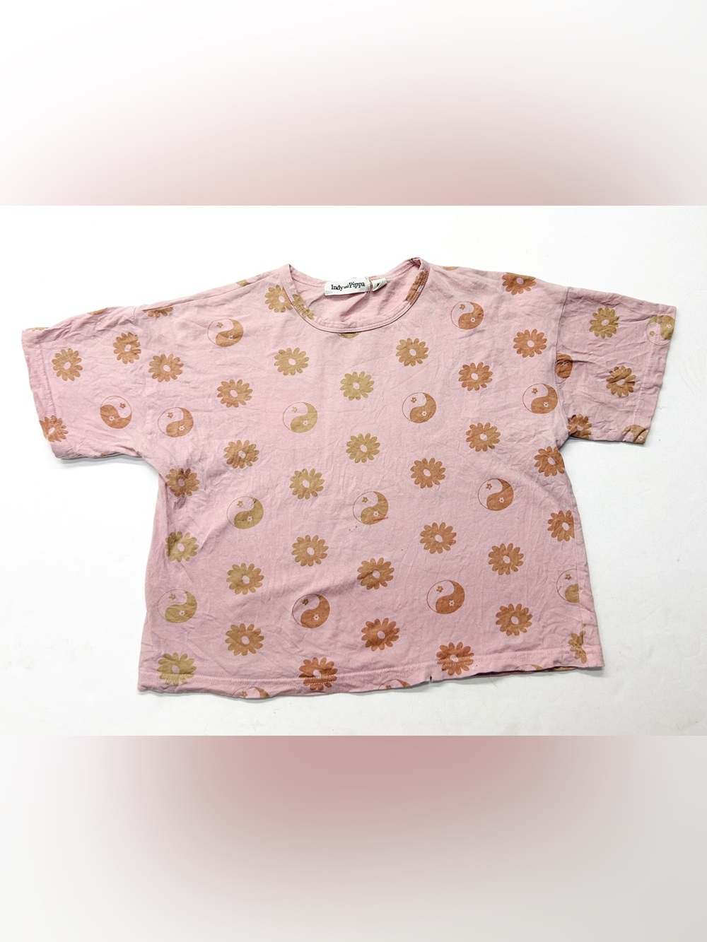 Indy & Pippa Pink Daydreamer Yin and Yang Print Boxy Tee